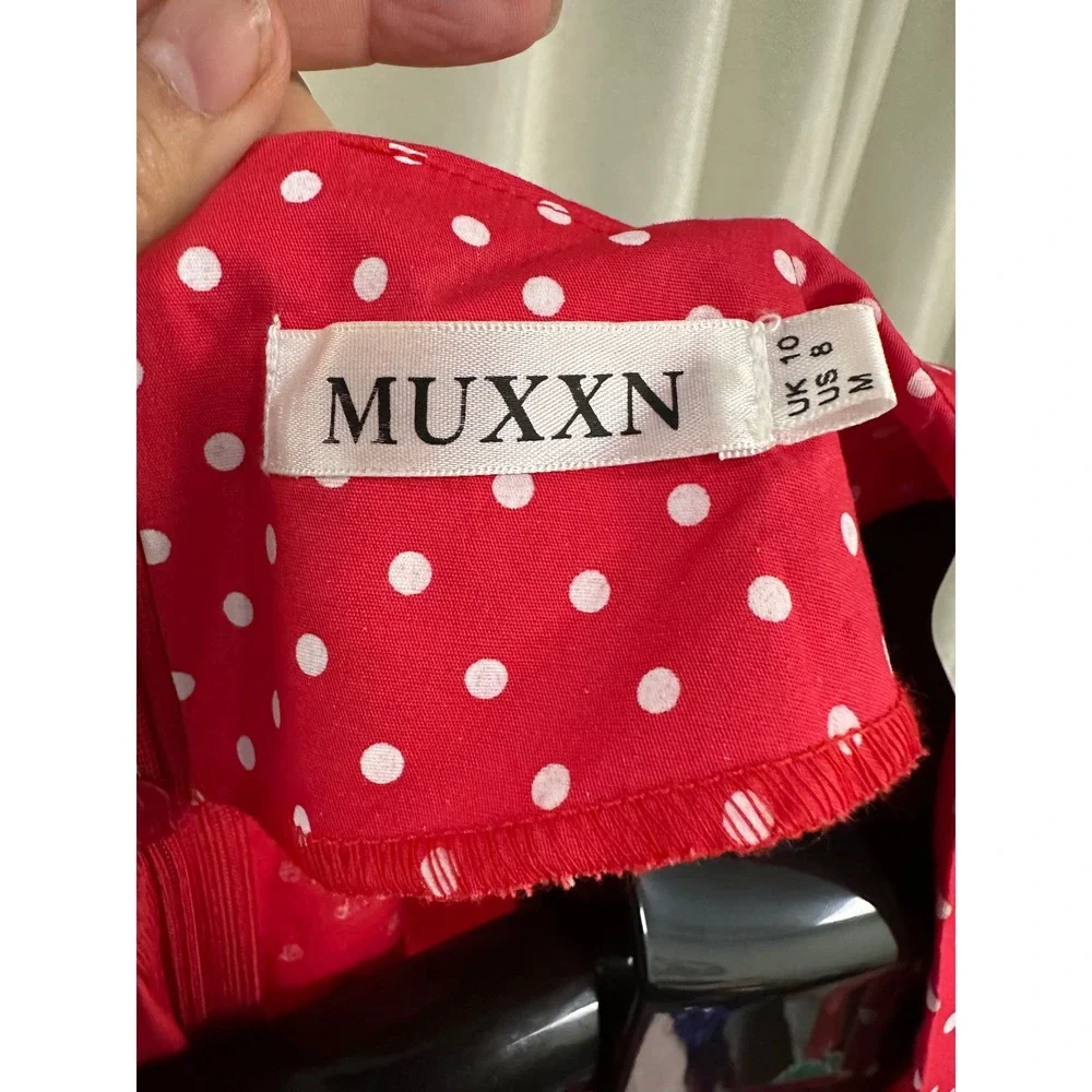 MUXXN Retro 1950s Red Polka Dot Rockabilly Swing Dress - Size M (US 8) - Picture 3 of 6